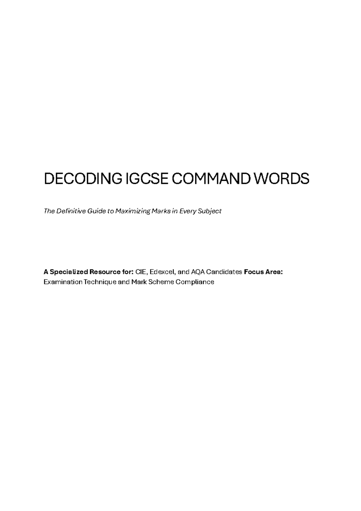 Decoding IGCSE Command Words: A Guide for CIE, Edexcel, AQA Candidates ...