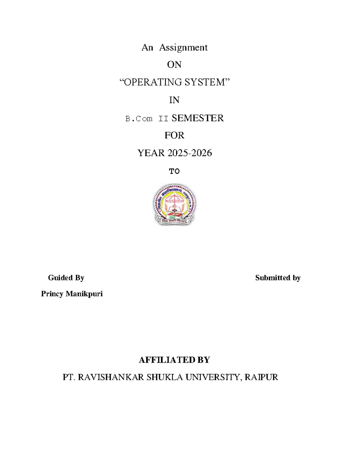 Operating System Practical File - B.Com II Semester - Studocu