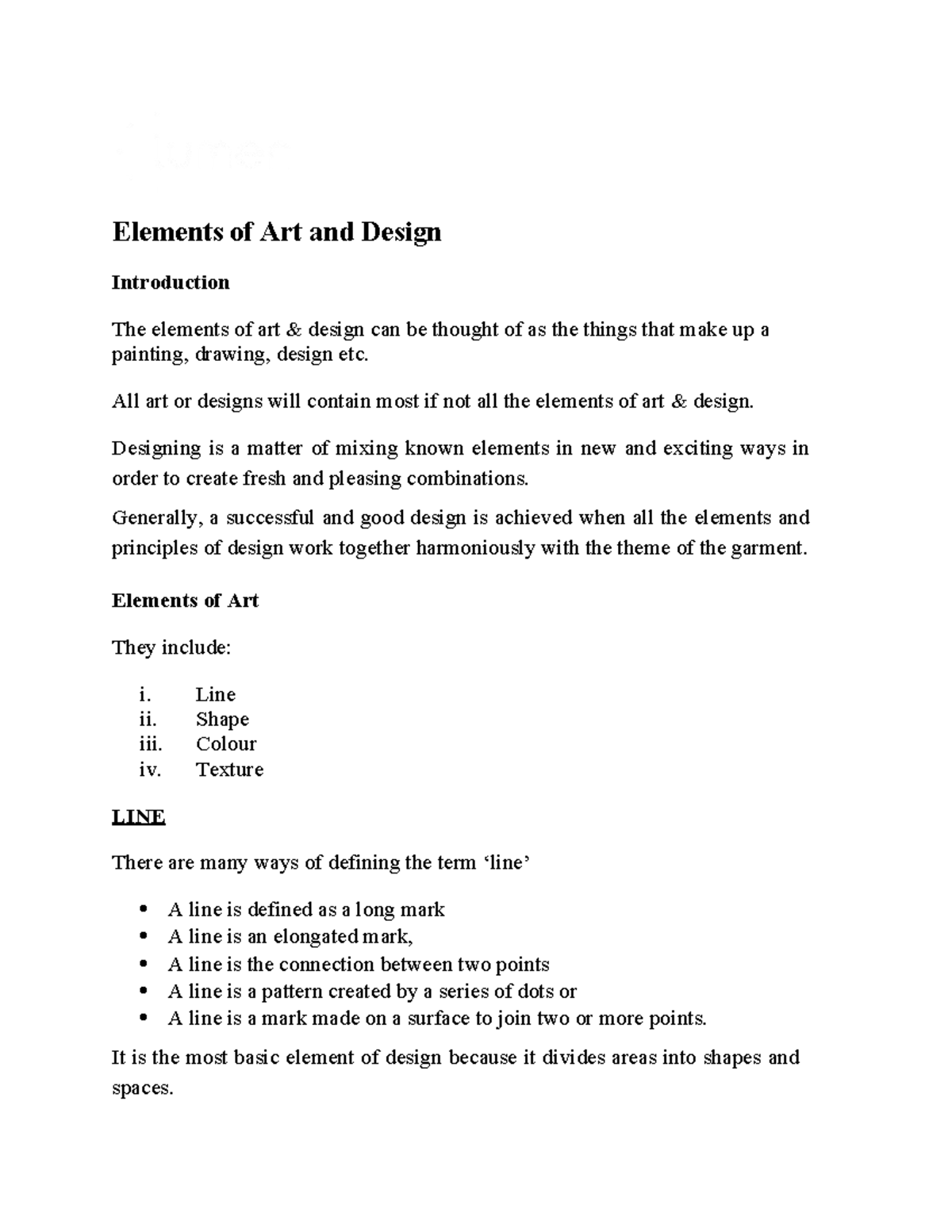Art and Design Elements II: Understanding Line, Shape, and Form - Studocu