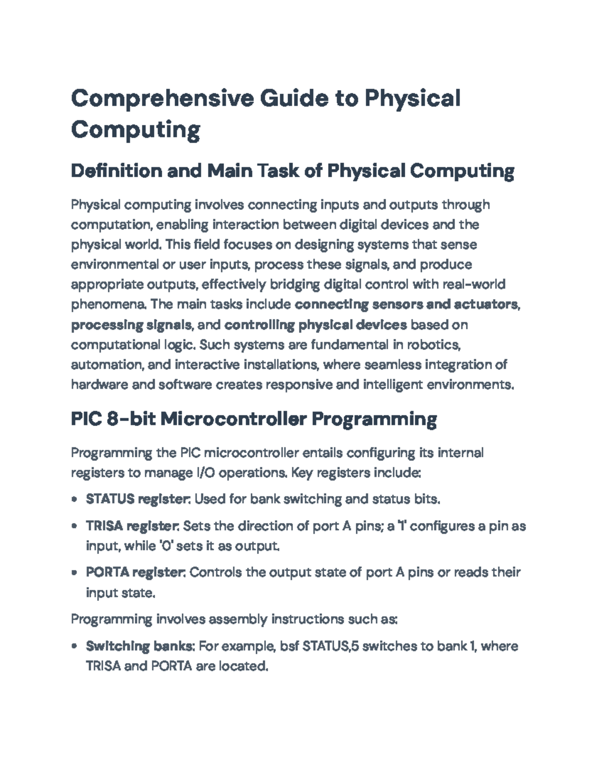 Comprehensive Guide to Physical Computing with Arduino (PIC 101) - Studocu
