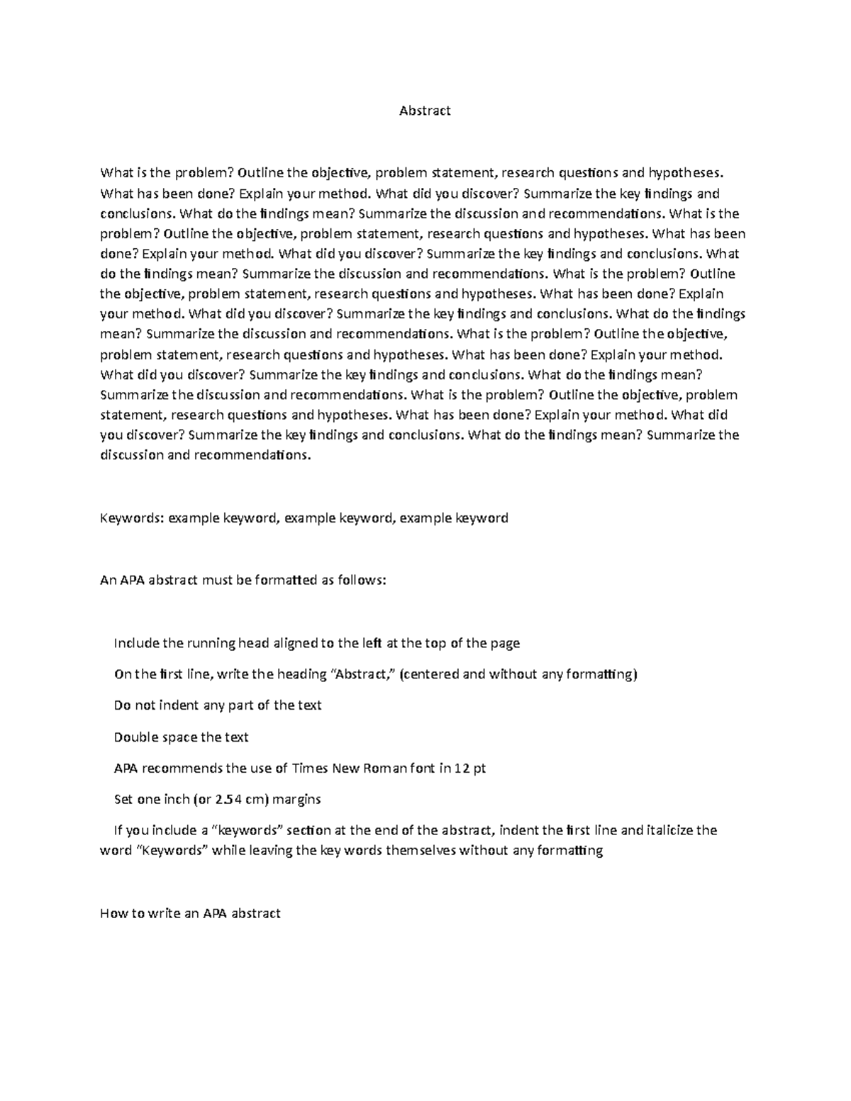 APA Abstract Writing Guidelines and Key Components - Studocu