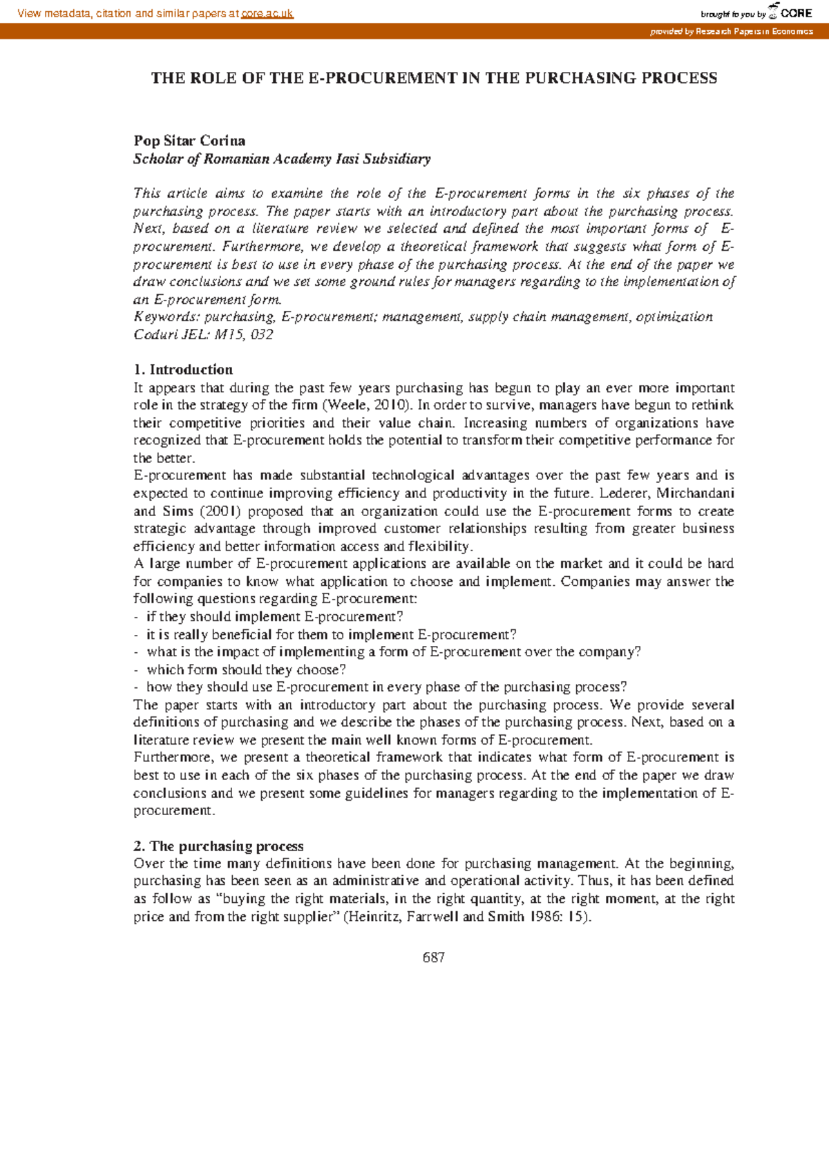 6334729 - The Role of E-Procurement in the Purchasing Process - Studocu