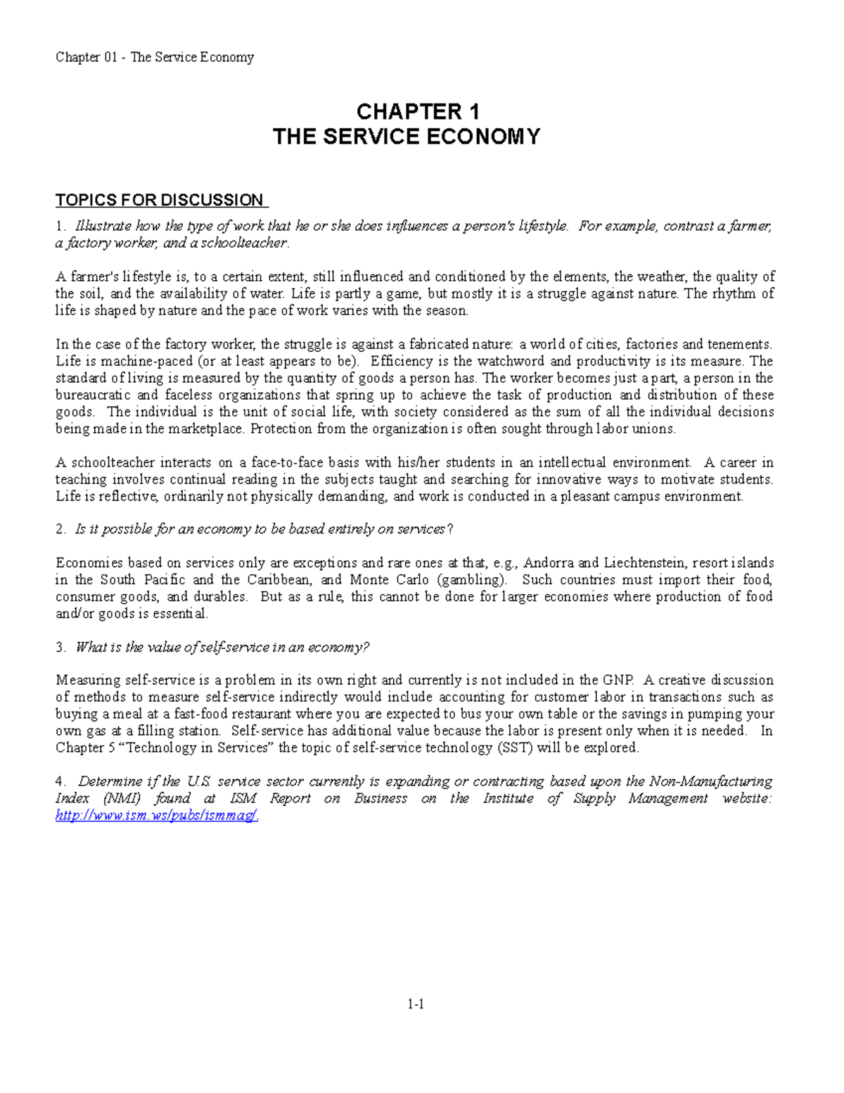 SM - Chapter 01 - Understanding the Service Economy Dynamics - Studocu