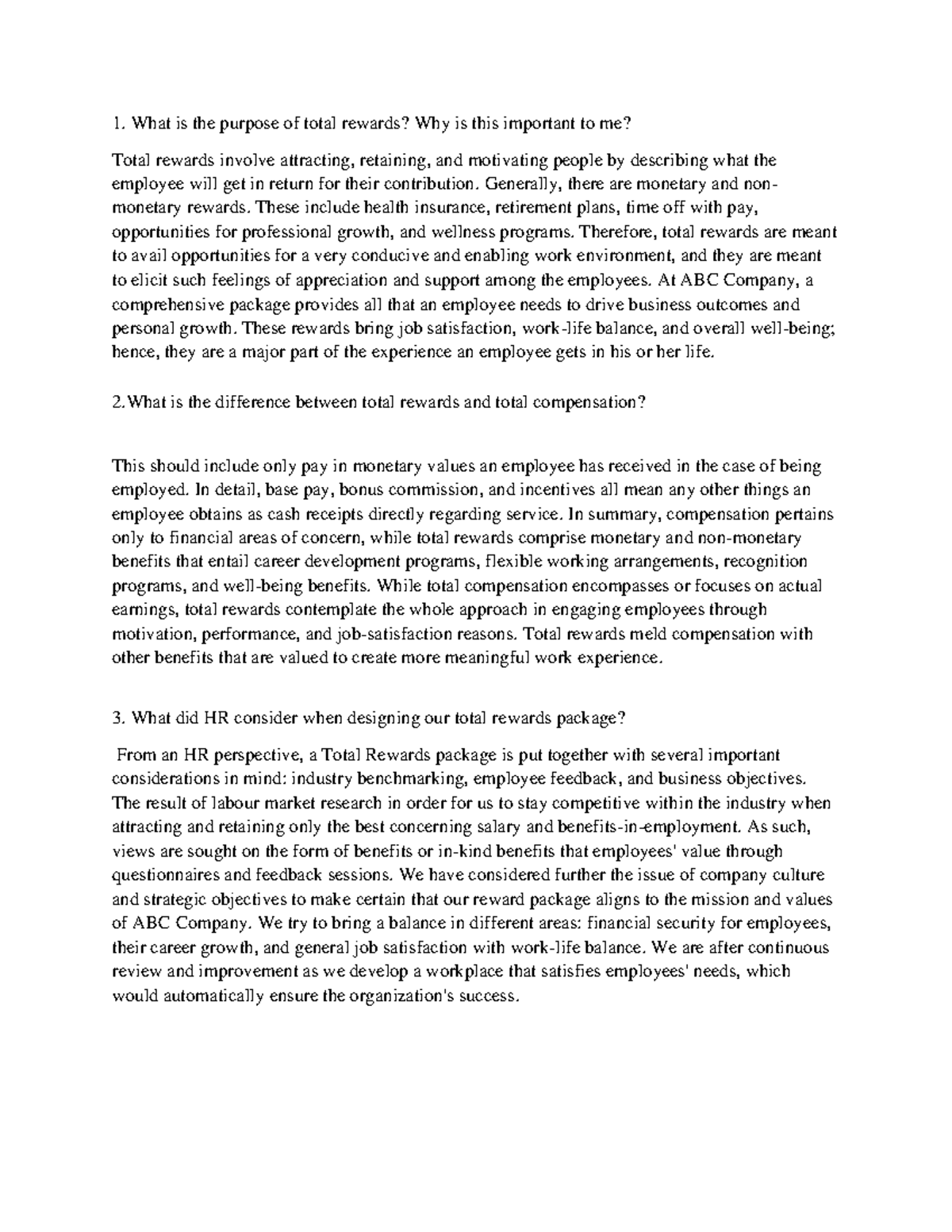 HR Total Rewards Overview and Design Considerations for 6-2 - Studocu