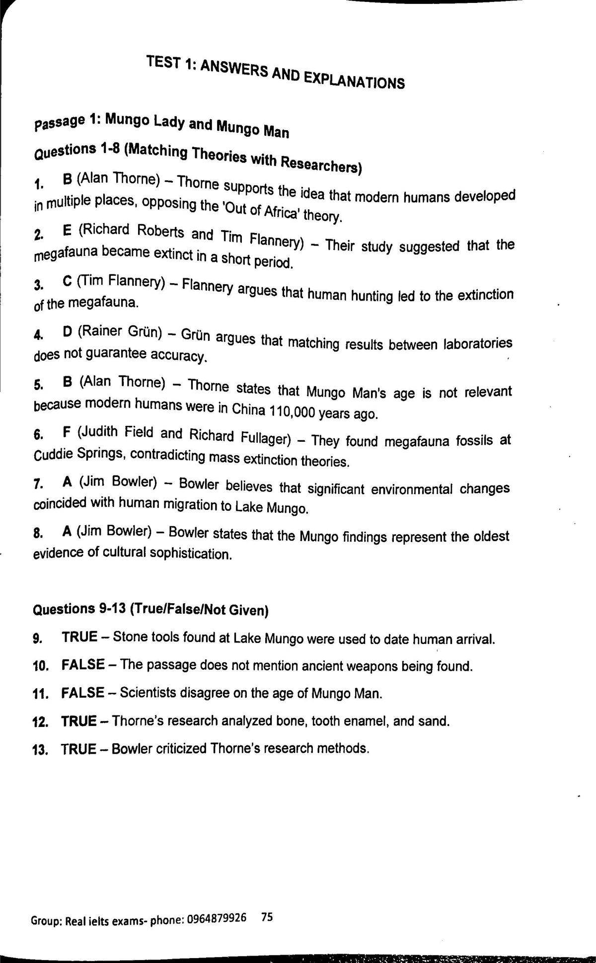 TEST 1 & 2: ANSWERS AND EXPLANATIONS - IELTS Reading Passages Analysis ...