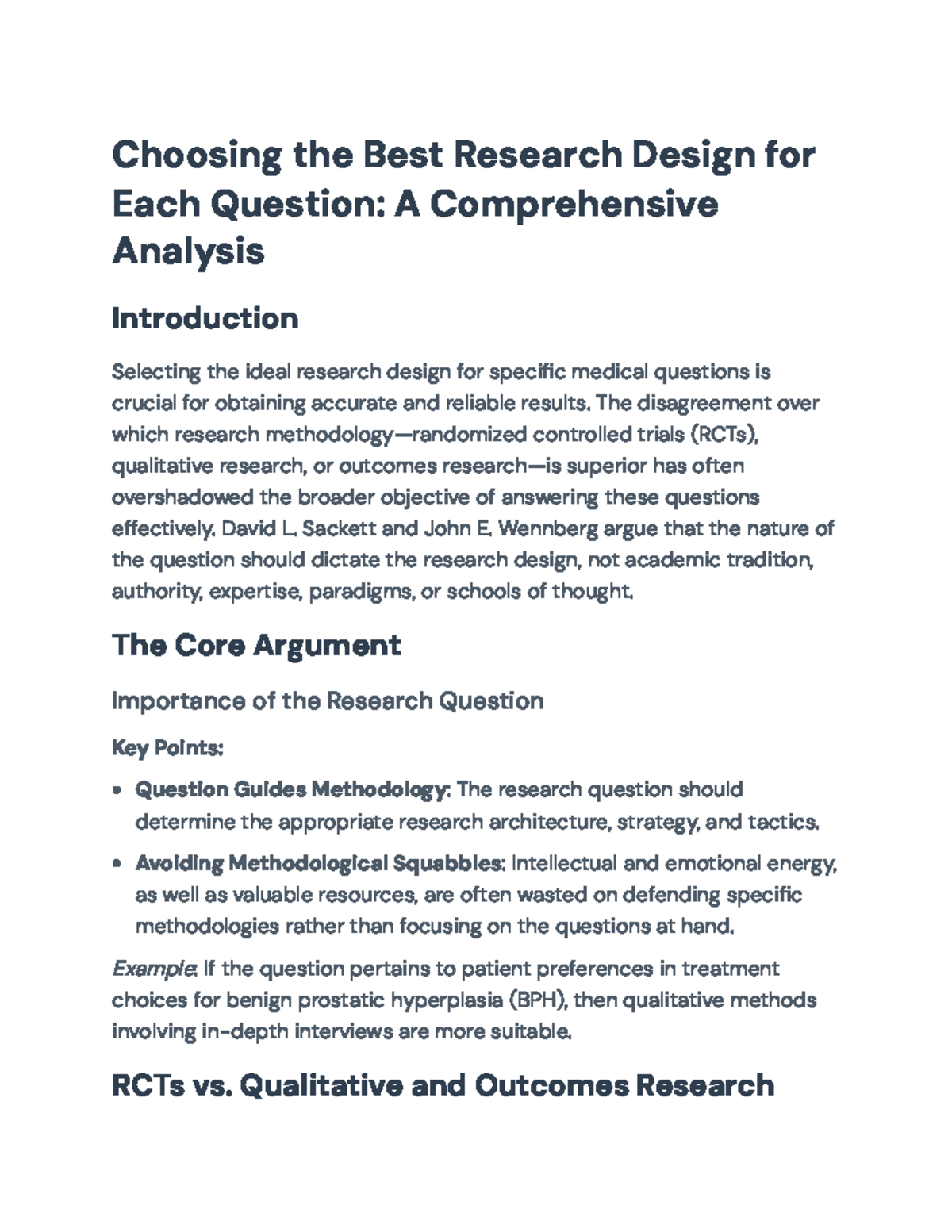 Choosing the Best Research Design for Medical Questions: A ...