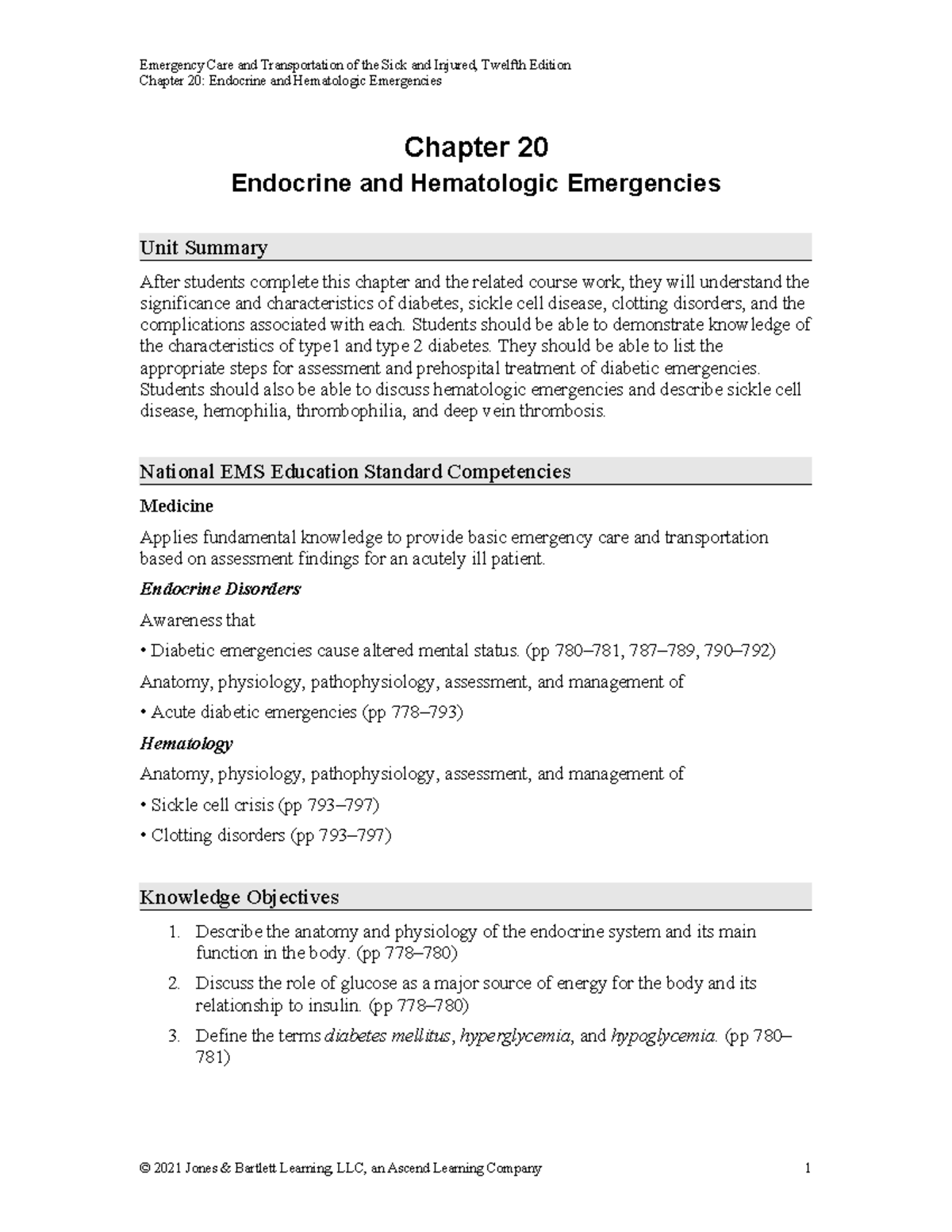 Emergency Care for Endocrine and Hematologic Emergencies (EMT 101 ...