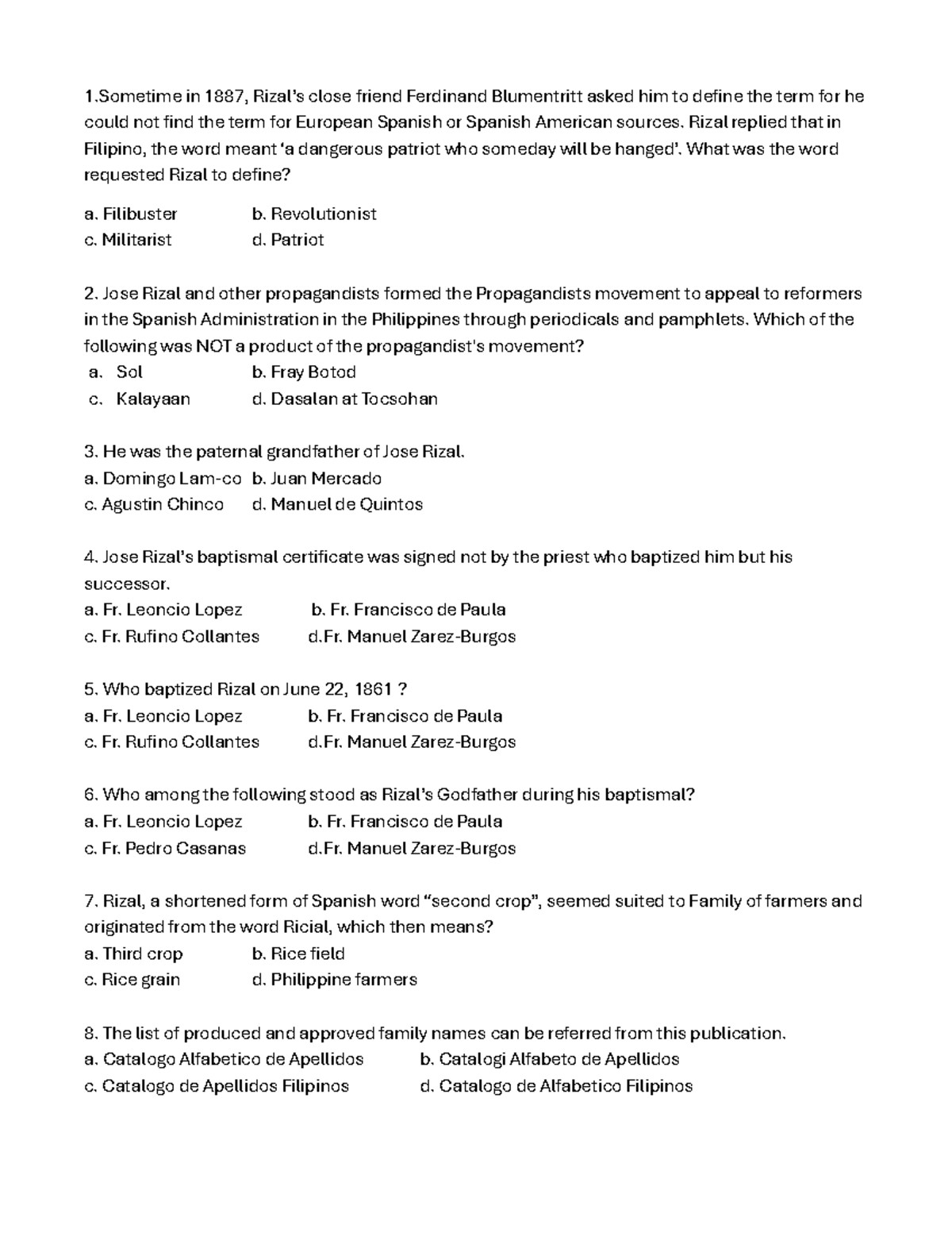 Rizal: March 2025 LET - Comprehensive Lecture Notes and Answer Keys ...