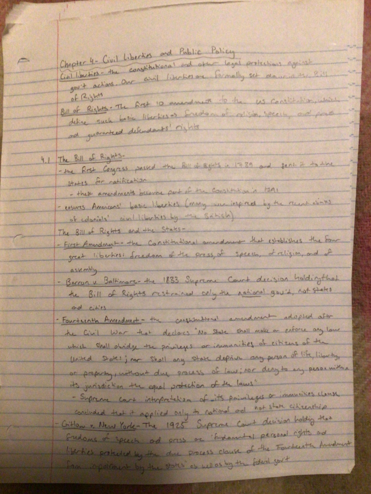 Chapter 4 Study Guide: Civil Liberties & Public Policy Overview - Studocu