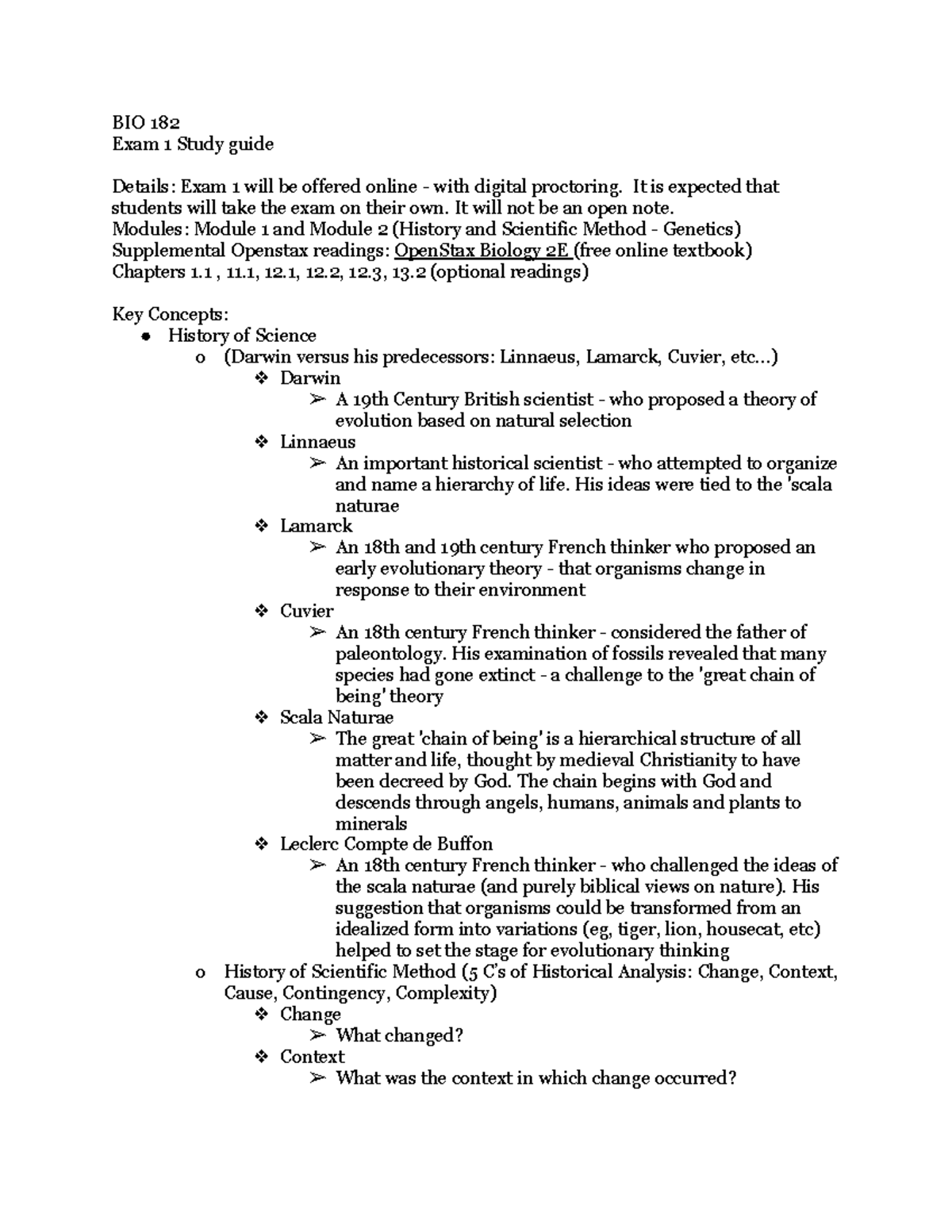 BIO 182 Exam 1 Study Guide: Key Concepts & Techniques - Studocu