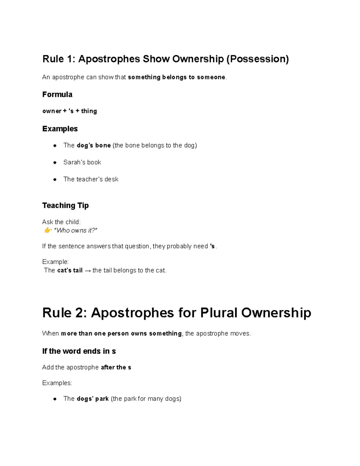 Apostrophes and Ownership Rules: Understanding Possession - Studocu