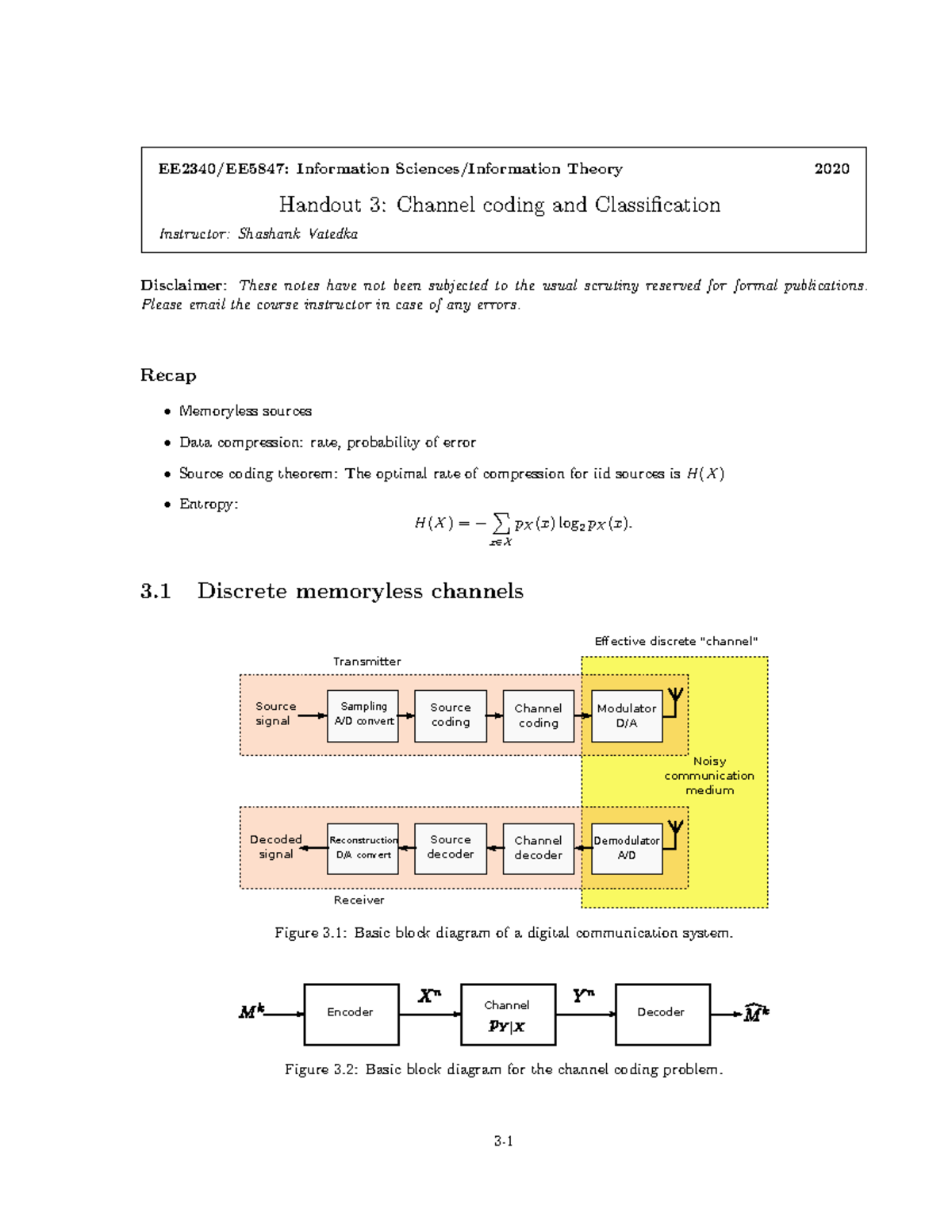 Channel Capacity in Discrete Memoryless Channels - EE2340/EE5847 - Studocu
