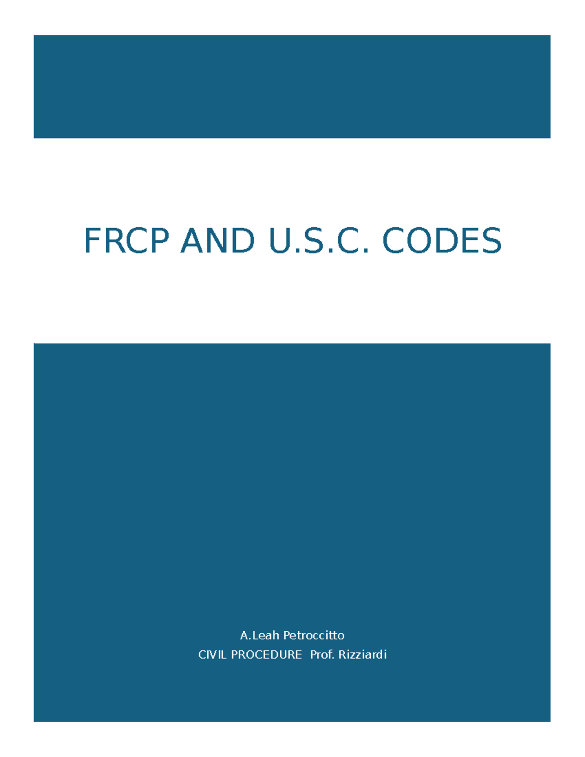 CIV PRO 101: Comprehensive Guide to FRCP & U.S.C. Codes - Studocu