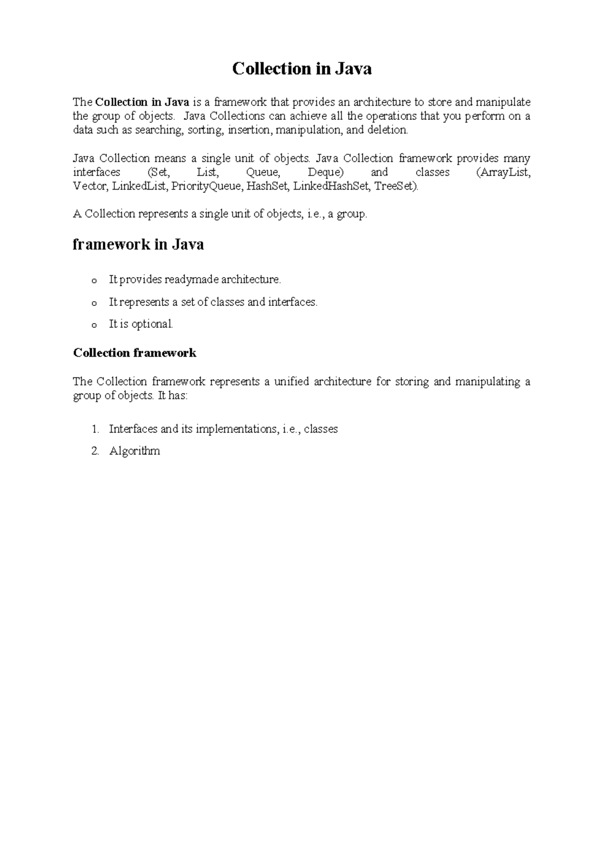 Java Unit 4: Comprehensive Guide to Collections in Java - Studocu
