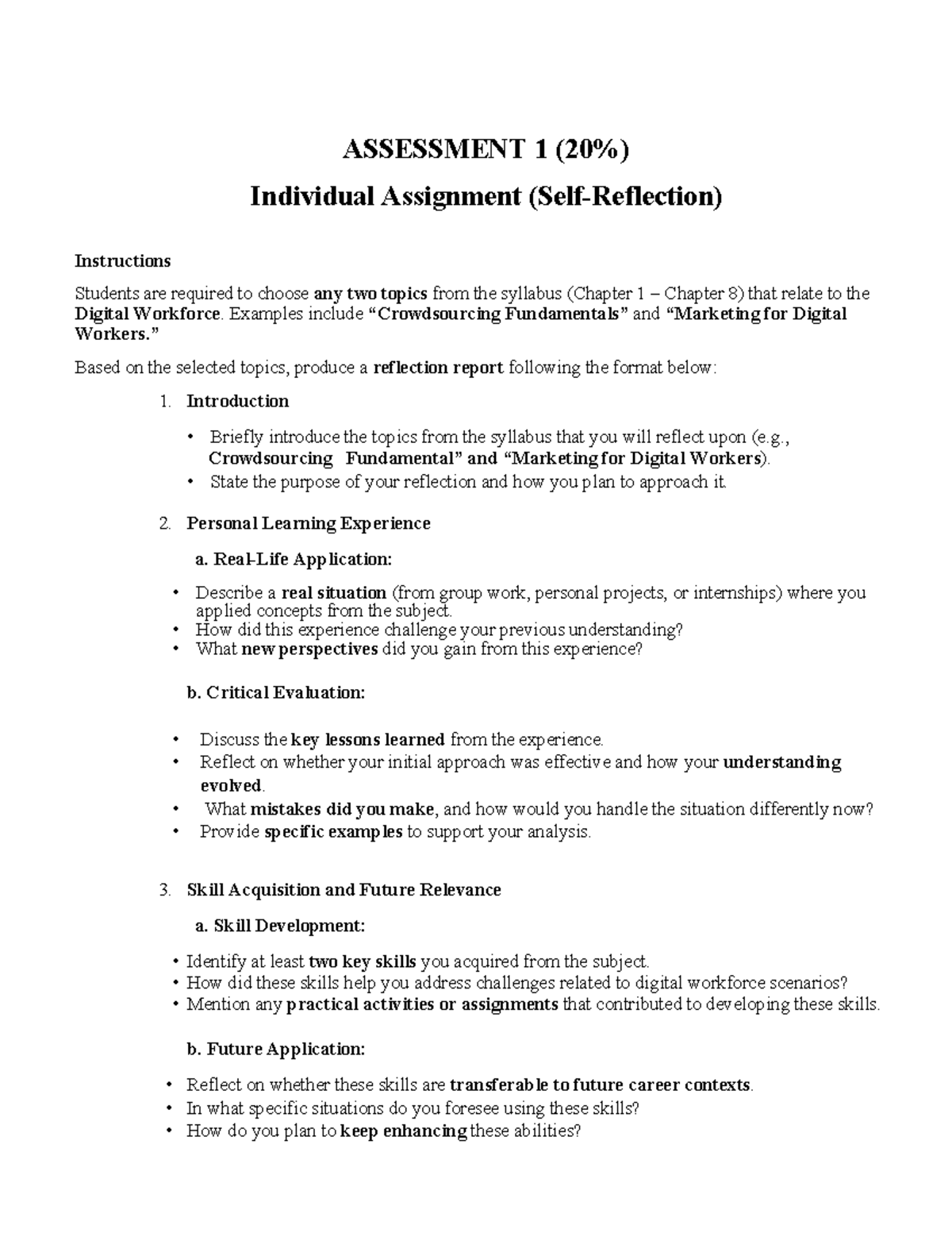 Reflection Report on Digital Workforce Topics - Assessment 1 - Studocu