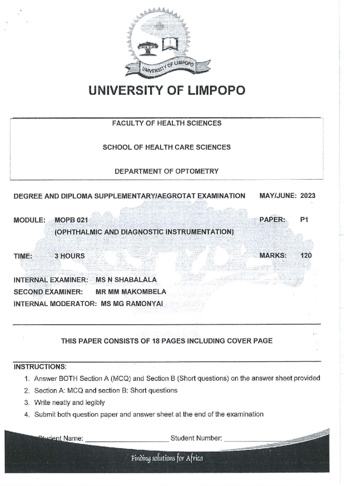 Comprehensive Exam Guide for MOPB 021: Ophthalmic Instrumentation - Studocu