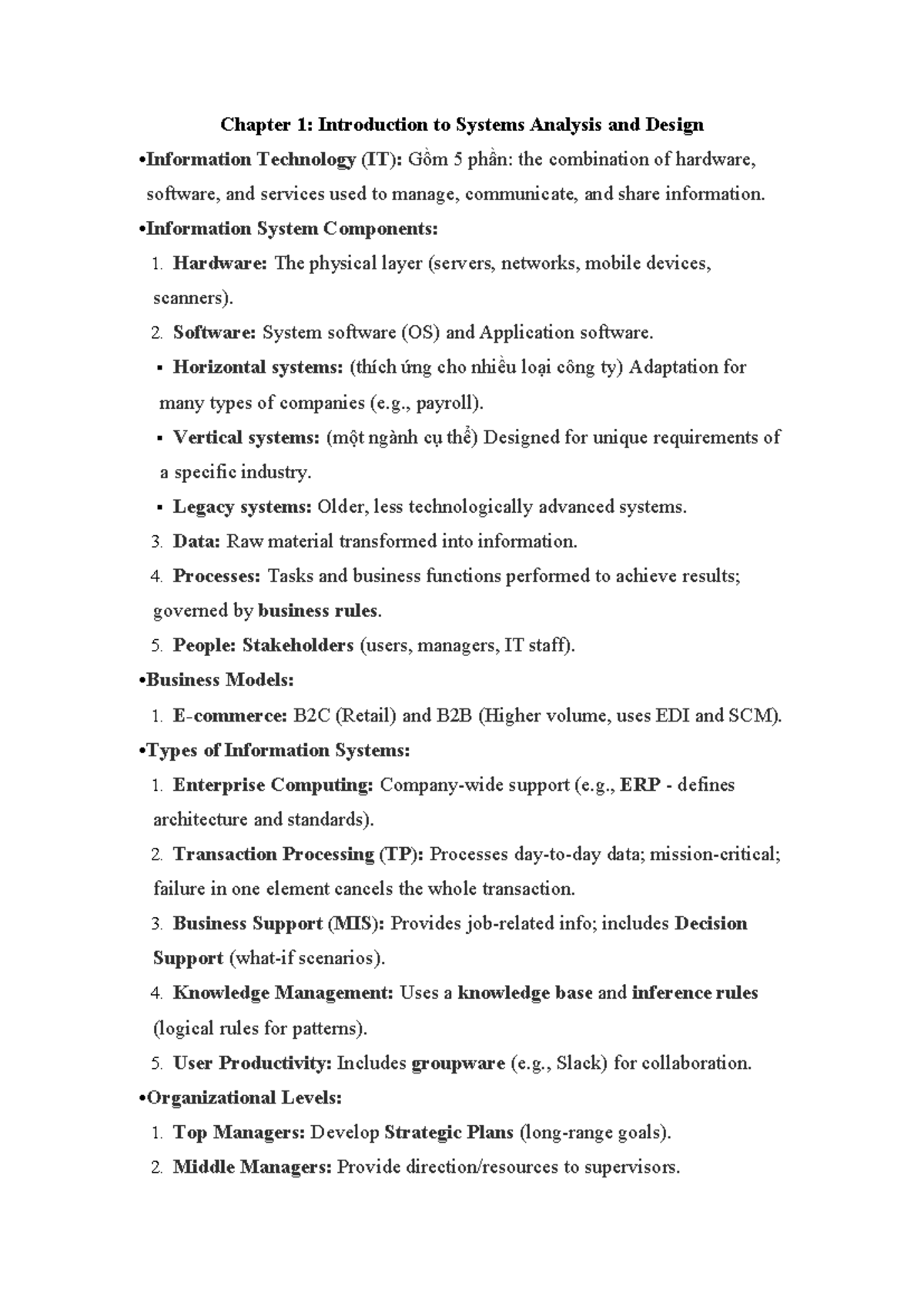 IT 1246: Chapter 1 - Introduction to Systems Analysis & Design - Studocu
