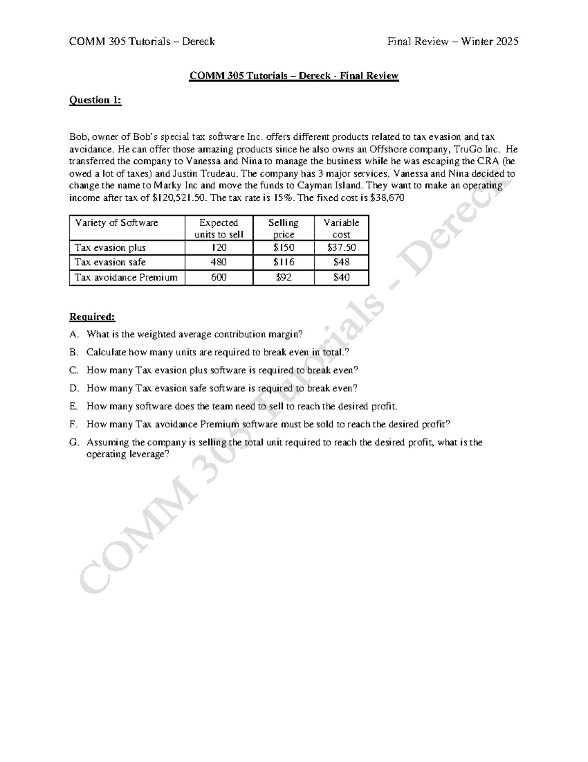 COMM 305 Dereck Final Exam Review Winter 2025 Comprehensive Guide - Studocu