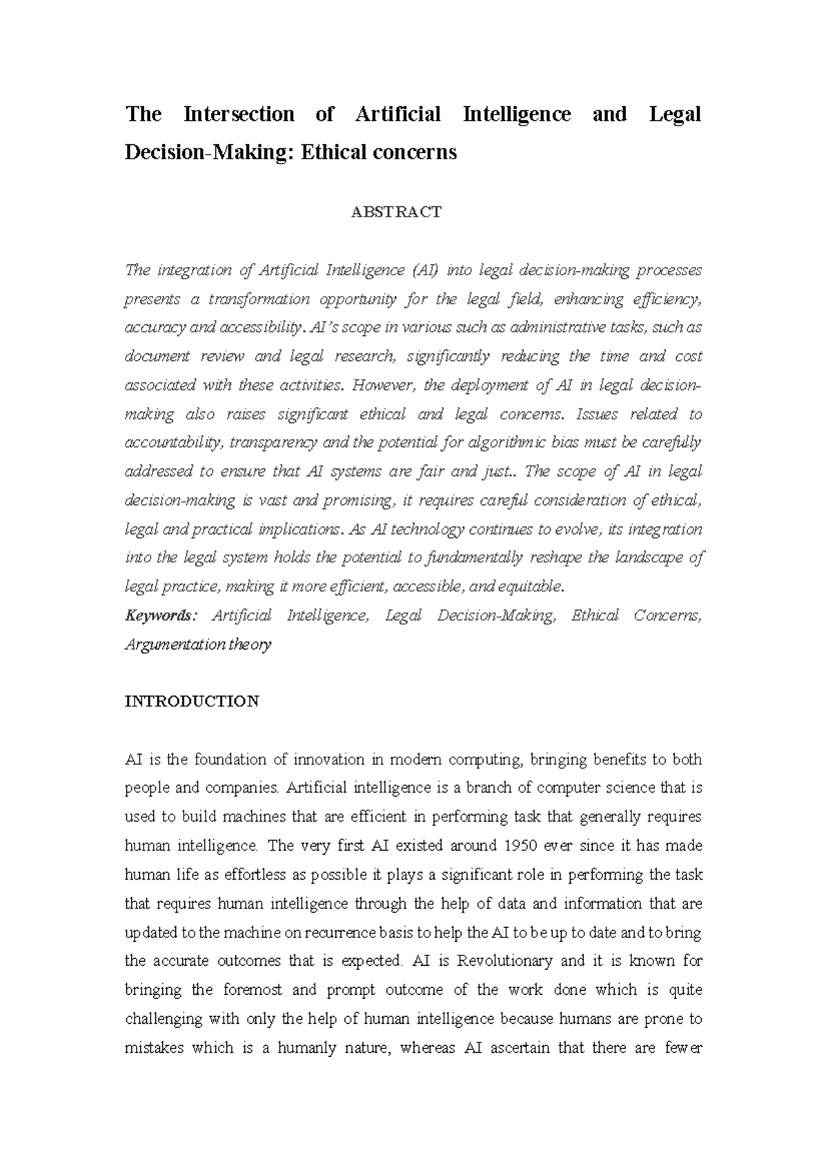 The Intersection of Artificial Intelligence and Legal Decision-Making ...