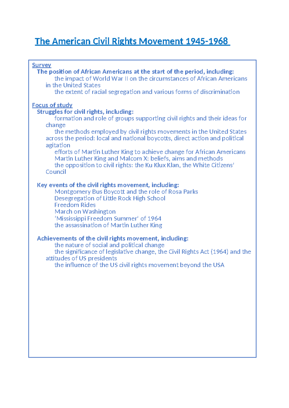 4. Civil Rights - Notes - The American Civil Rights Movement 1945 ...