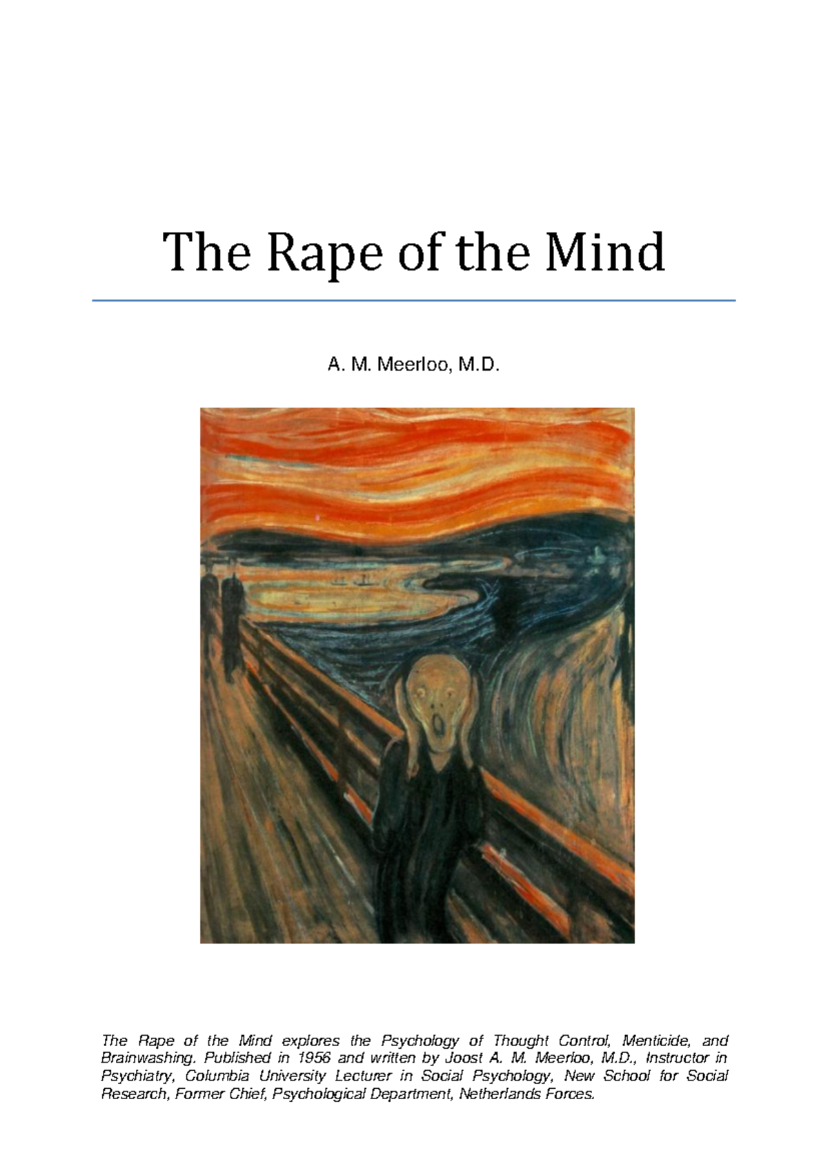 1961 - The Rape of the Mind: Psychology of Thought Control - Studocu