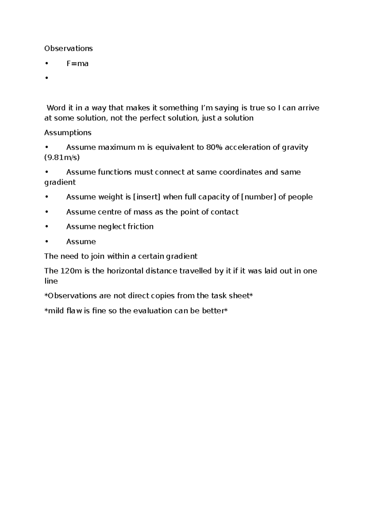IA1 Math Methods PSMT: Assumptions and Observations for Solutions - Studocu