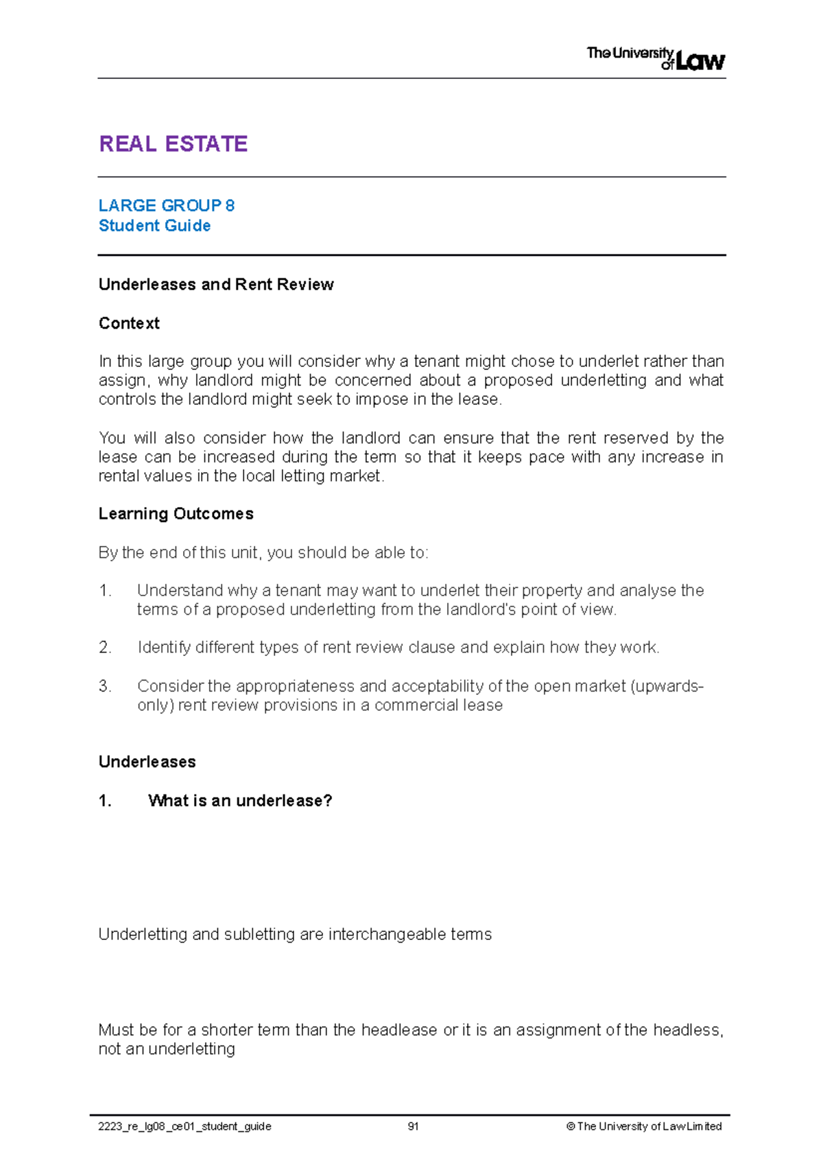 2223 re lg08 ce01 student guide - REAL ESTATE LARGE GROUP 8 Student ...