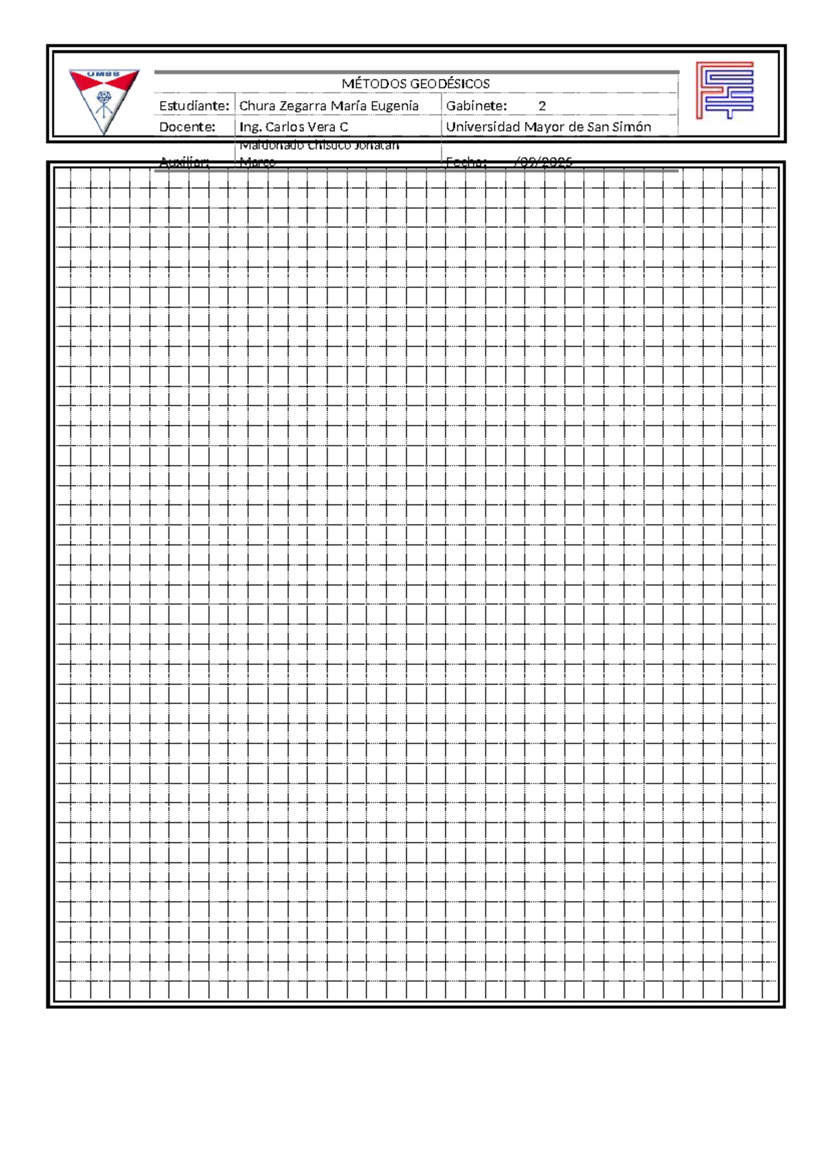 Hoja de Calulo para gabinetes - Calculo I - MÉTODOS GEODÉSICOS ...