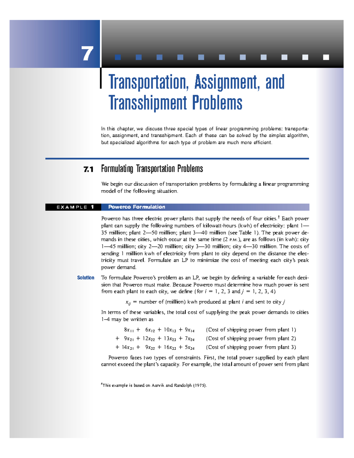 Transportation, Assignment, and Transshipment Problems (Chapter 7 ...