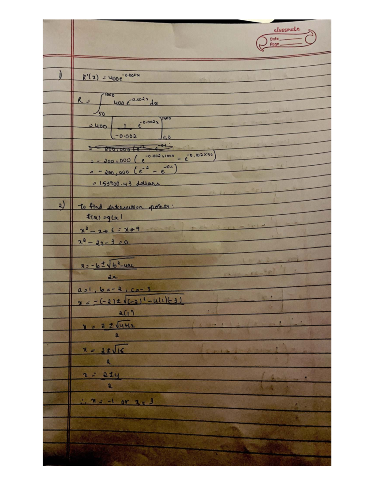 Math 101: Final Exam Notes on Functions and Integrals - Studocu
