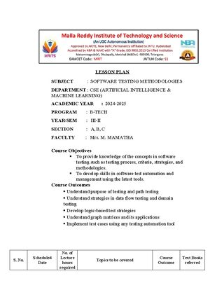 STM Software Testing Experiments: Prerequisites & Objectives - Studocu