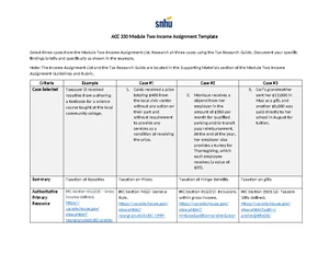 ACC 330 Module Two Income Assignment Overview & Case Research - Studocu