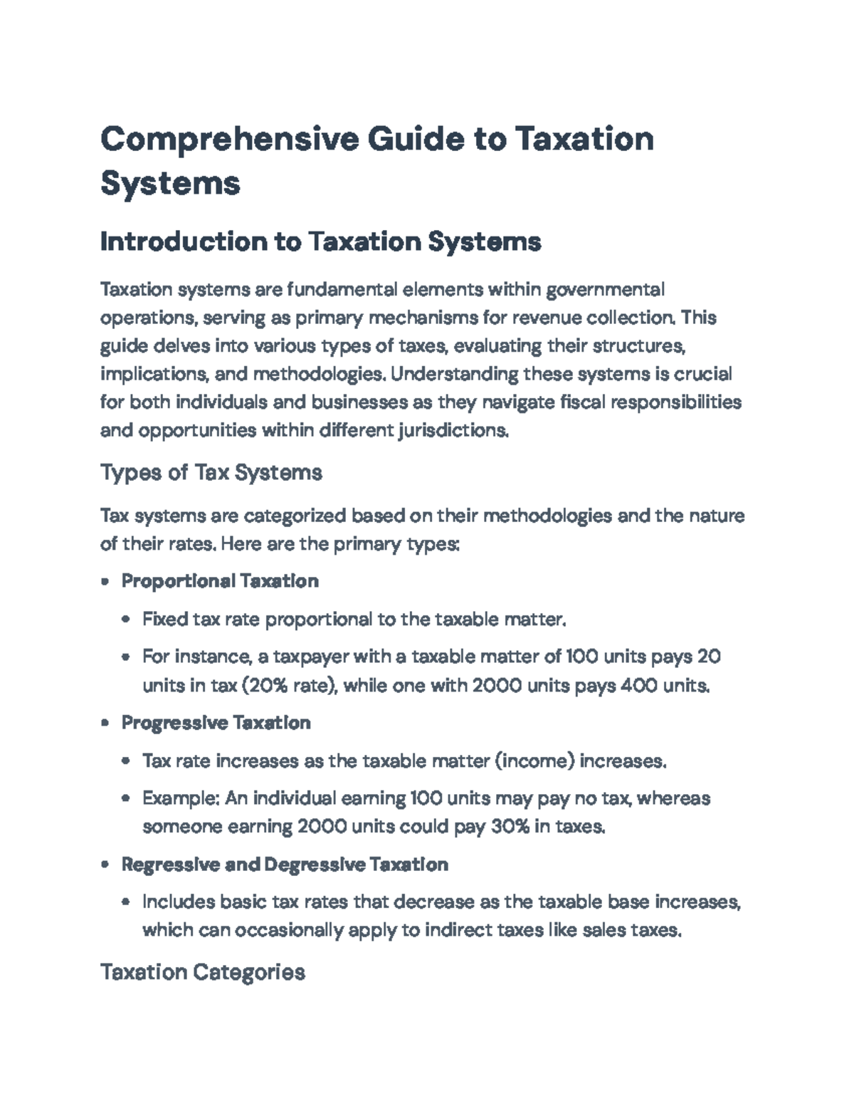 Comprehensive Guide to Taxation Systems: Structures and Methodologies ...