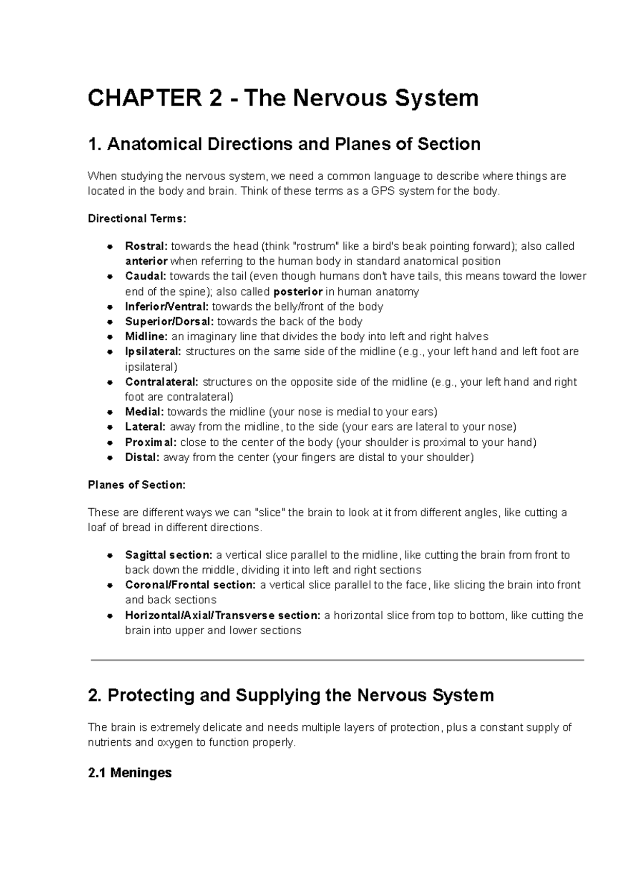 CHAPTER 2 - The Nervous System Overview - Studocu