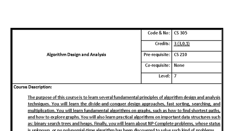 L7 - CS305 Final Exam Study Guide: Algorithm Design & Analysis - Studocu