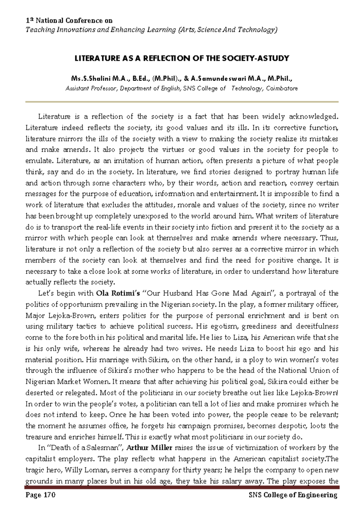 Literature as a Reflection of Society: An Analysis - Volume 5 Spl ...