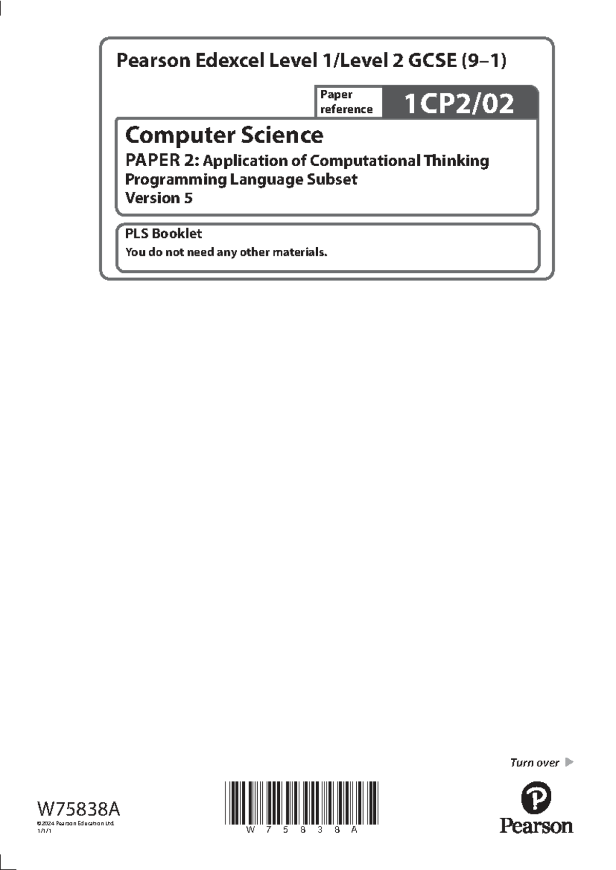 1CP2 02 Programming Language Subset (PLS) Version 5 Summer 2024 Guide ...