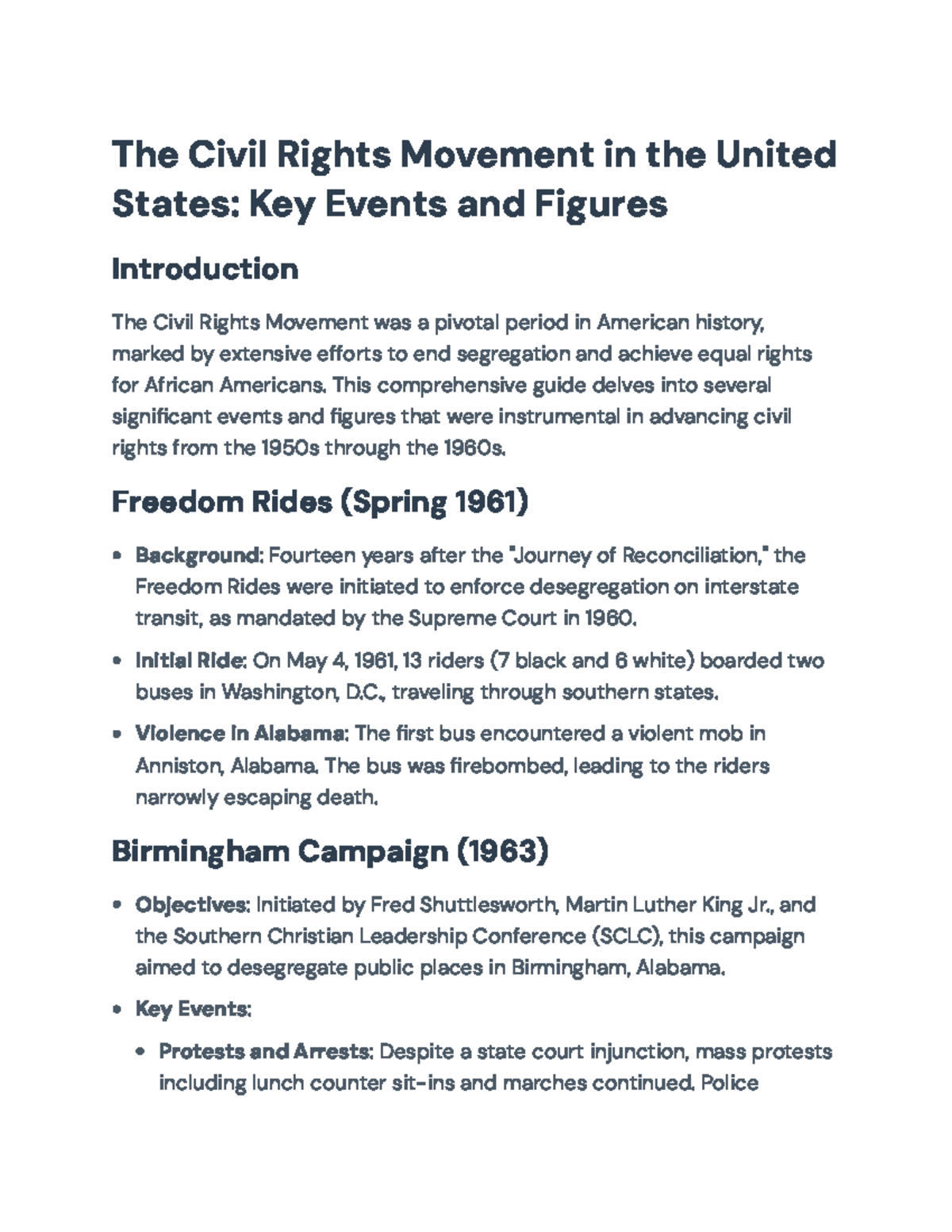The Civil Rights Movement (HIST101): Key Events & Figures Explained ...