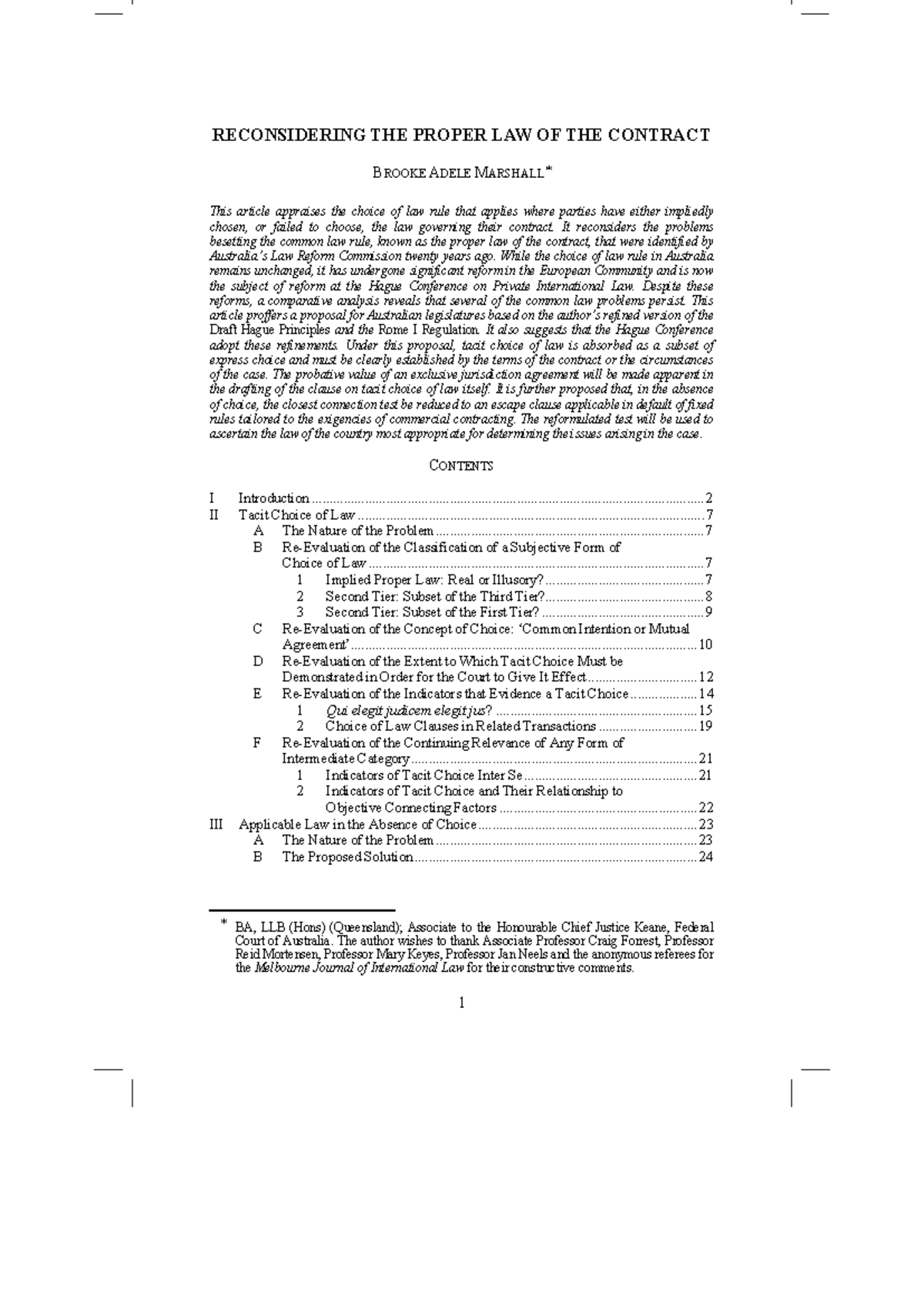 Reconsidering the Proper Law of the Contract: Insights and Proposals ...