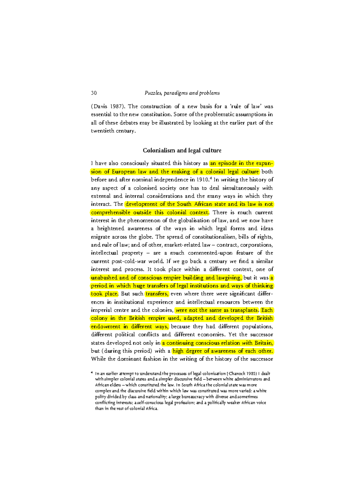 Chanock Lecture 3: Colonial Legal Culture & State Formation in South ...