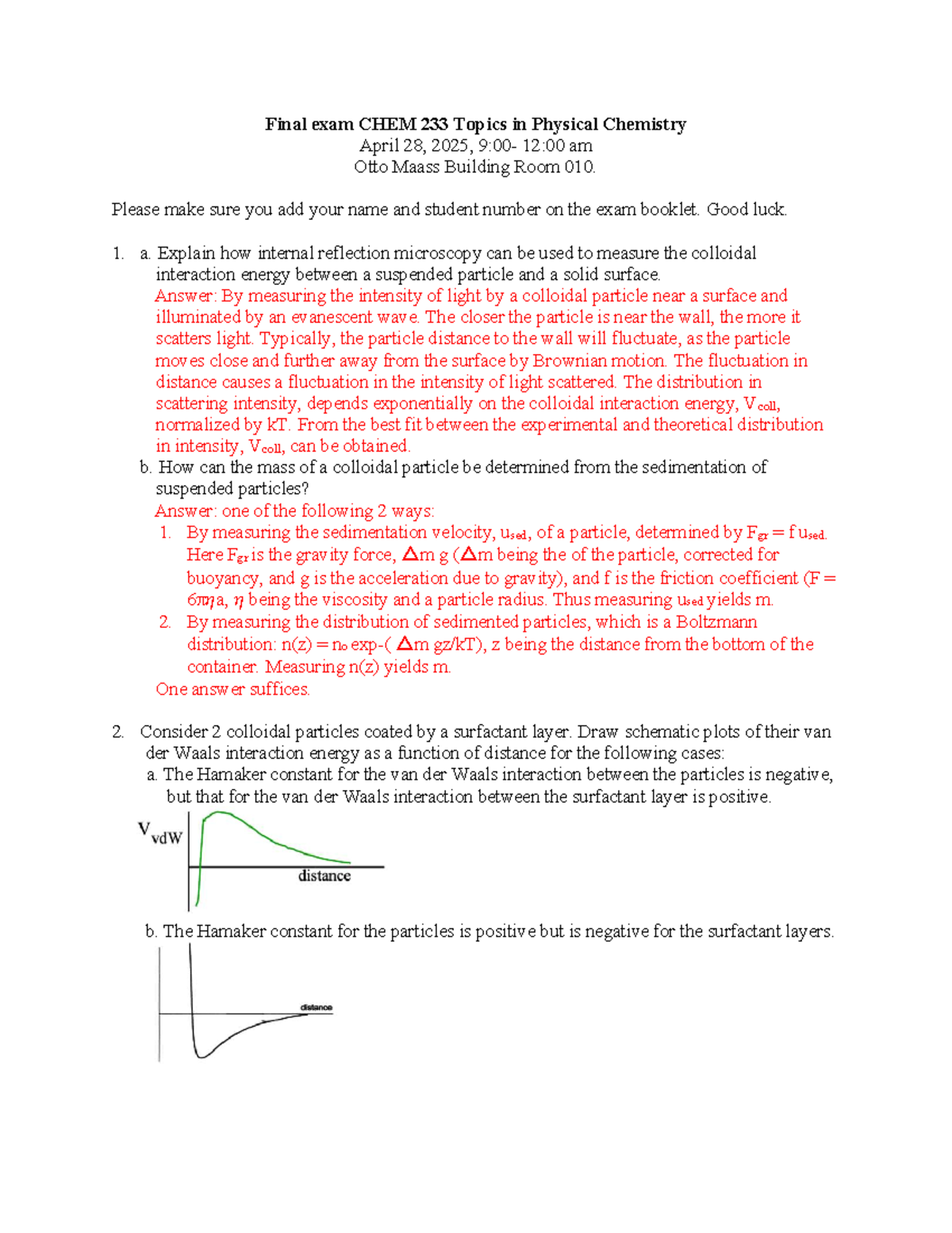 Final Exam Review: CHEM 233 Physical Chemistry Topics - Studocu