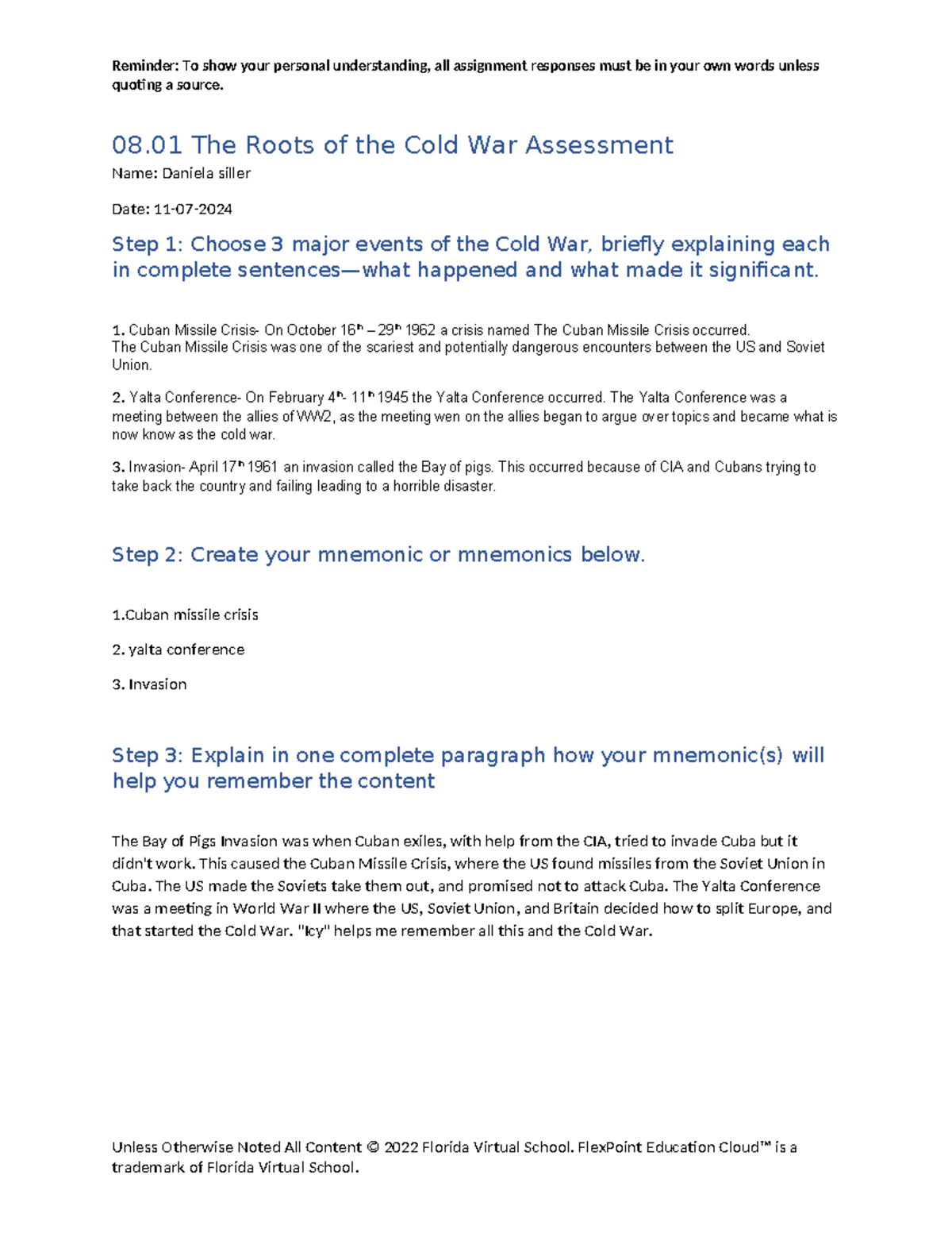 Roots of the cold war wh Daniela siller - Reminder: To show your ...