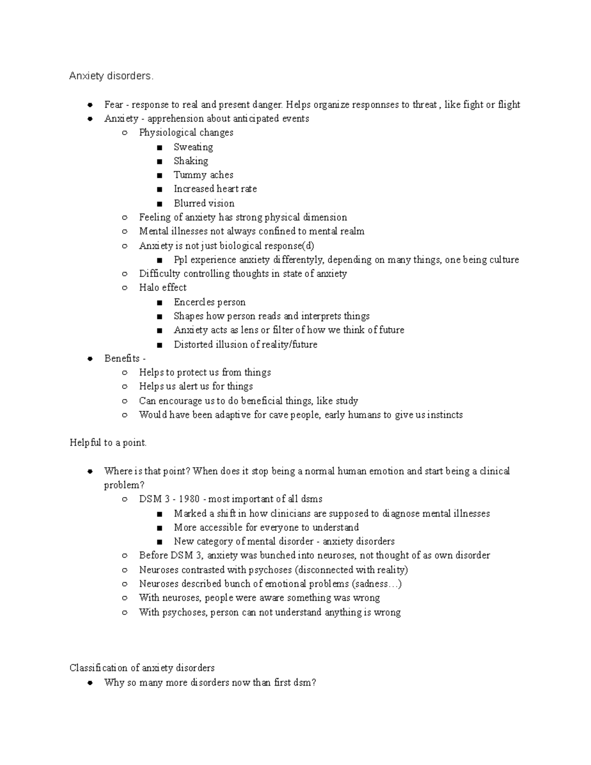 Hlthage 1CC3 Lecture Notes: Understanding Anxiety Disorders - Studocu