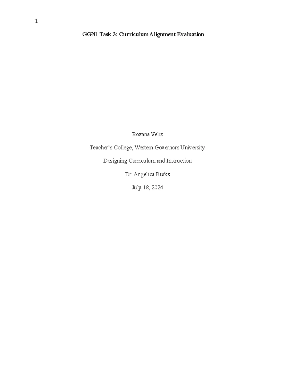 D630 GGN1 Task 2 - Curriculum Design & Evaluation in Math Education ...