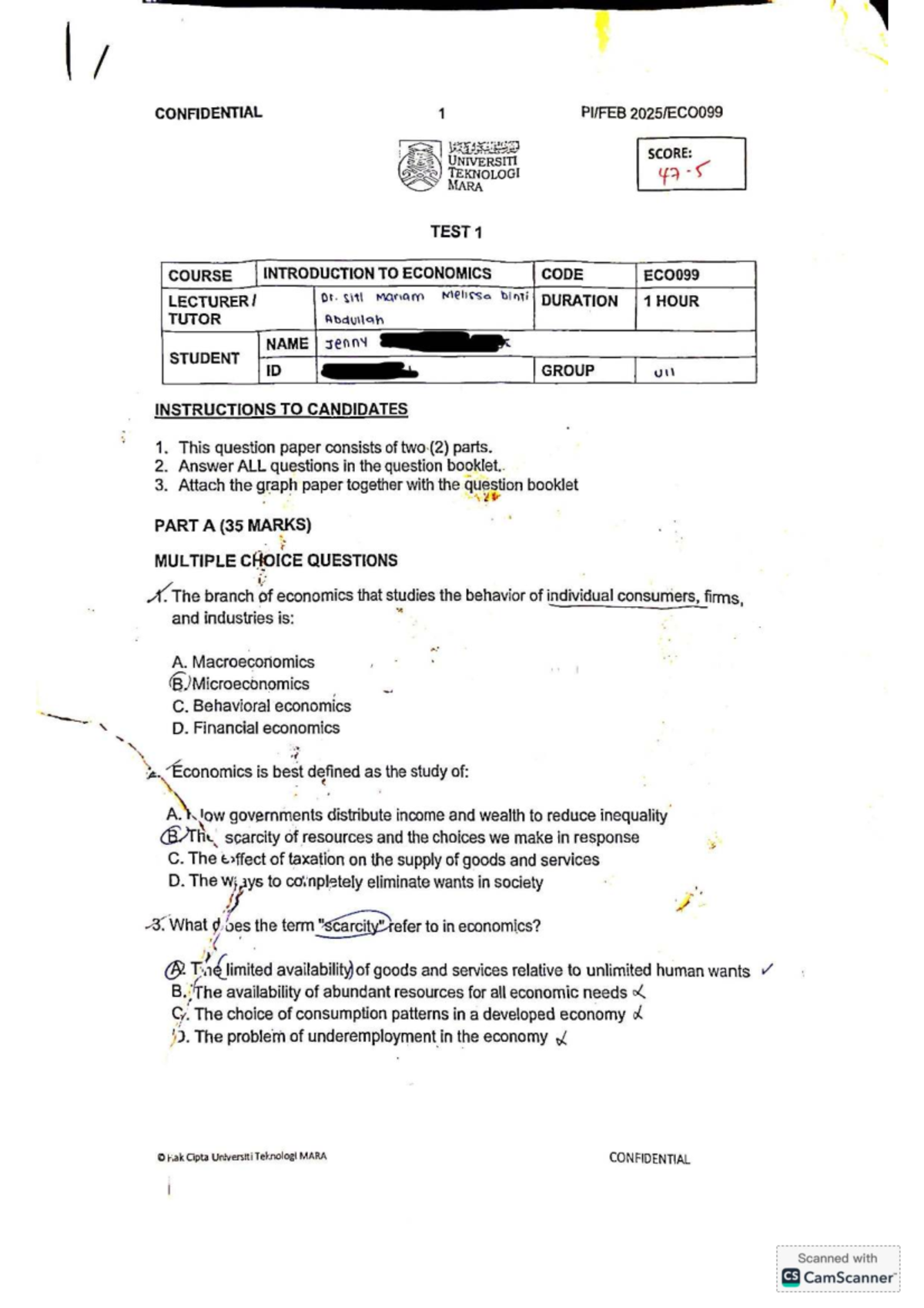 ECO099 Midterm Exam Questions and Answers - Introduction to Economics ...
