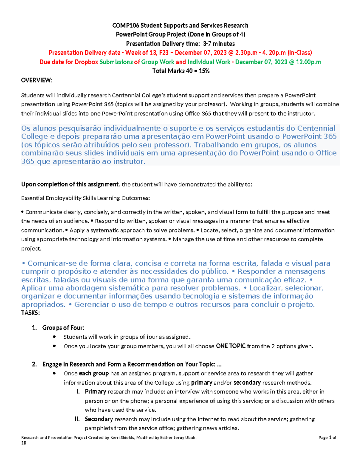 COMP106 - PPT Group Project Instructions F23 - COMP106 Student Supports ...