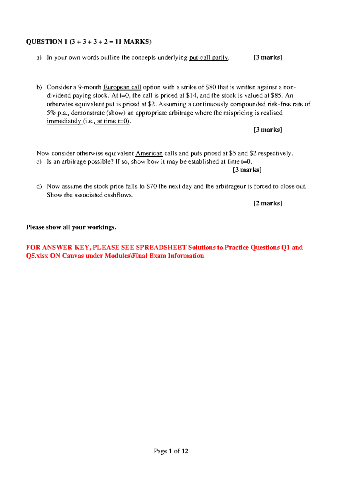 Practice Exam Solutions for Financial Derivatives (FIN 301) - Studocu