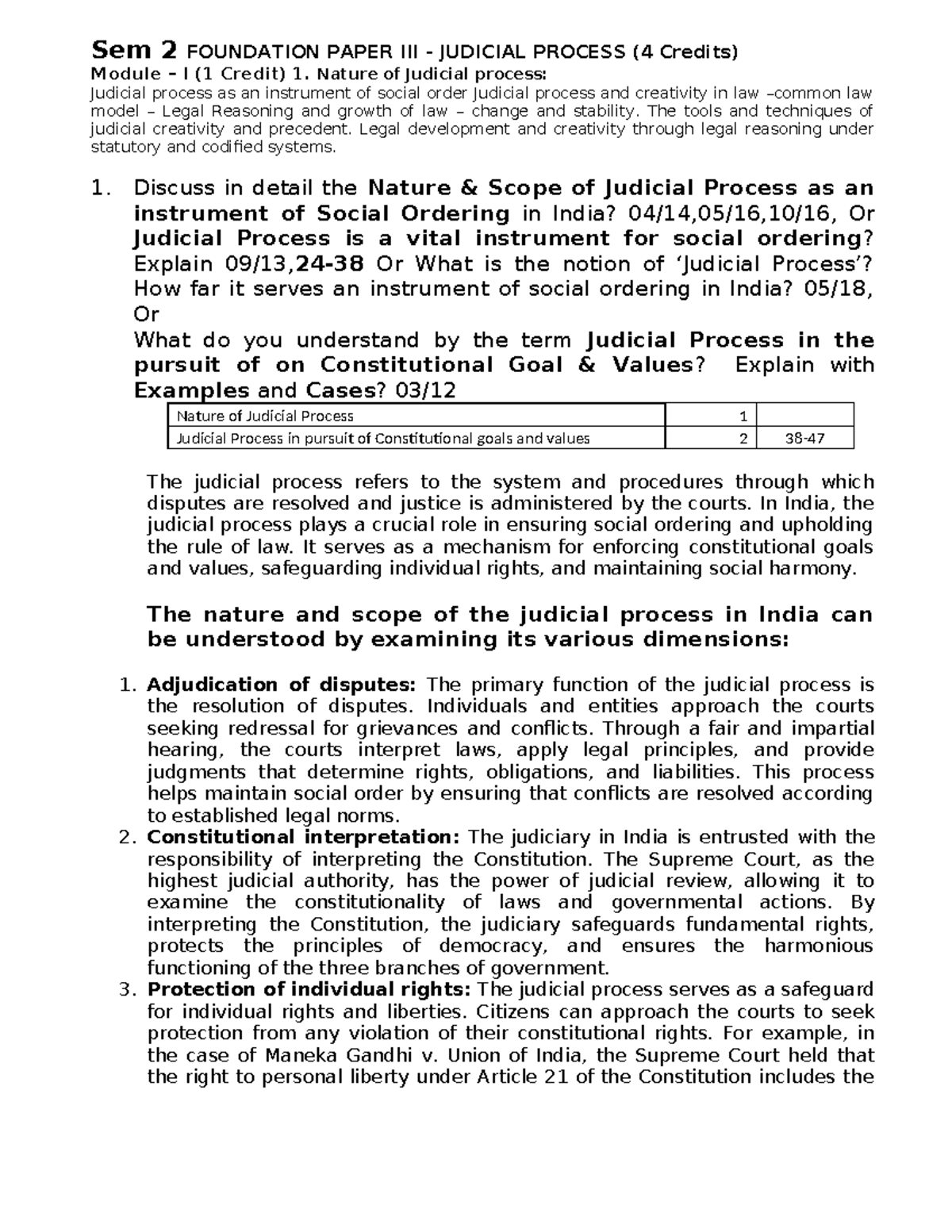 Judicial Process (Sem 2) – Key Q&A Insights for Foundation Paper III ...