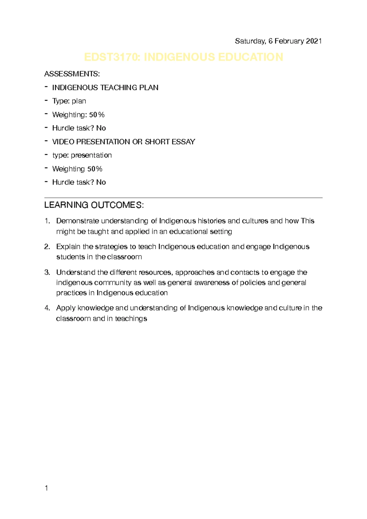 Mso E EDST3170 Lesson Plan Template s2 2021 - EDST3170 - Studocu