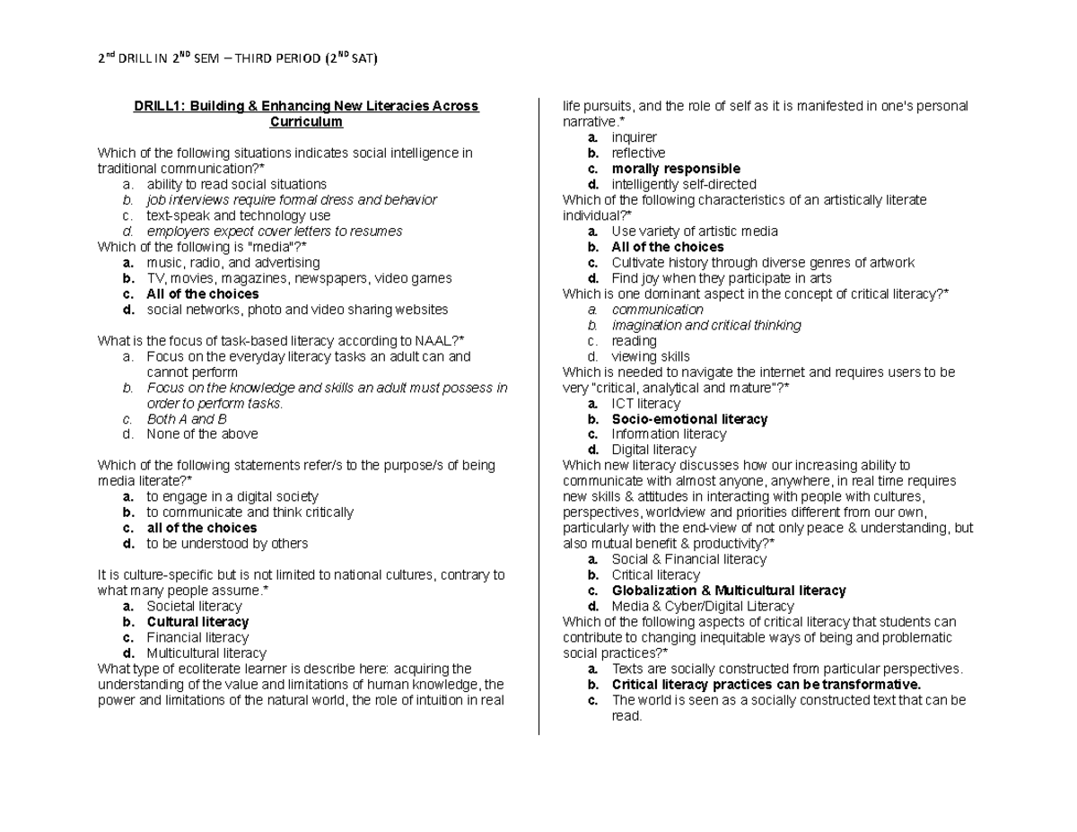 2ND SAT - trtr - DRILL1: Building & Enhancing New Literacies Across ...